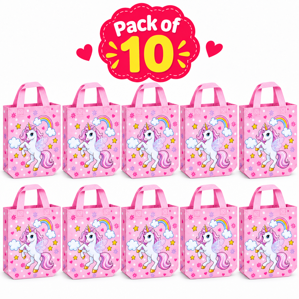 Pack of 10 Pink Unicorn Gift Bags