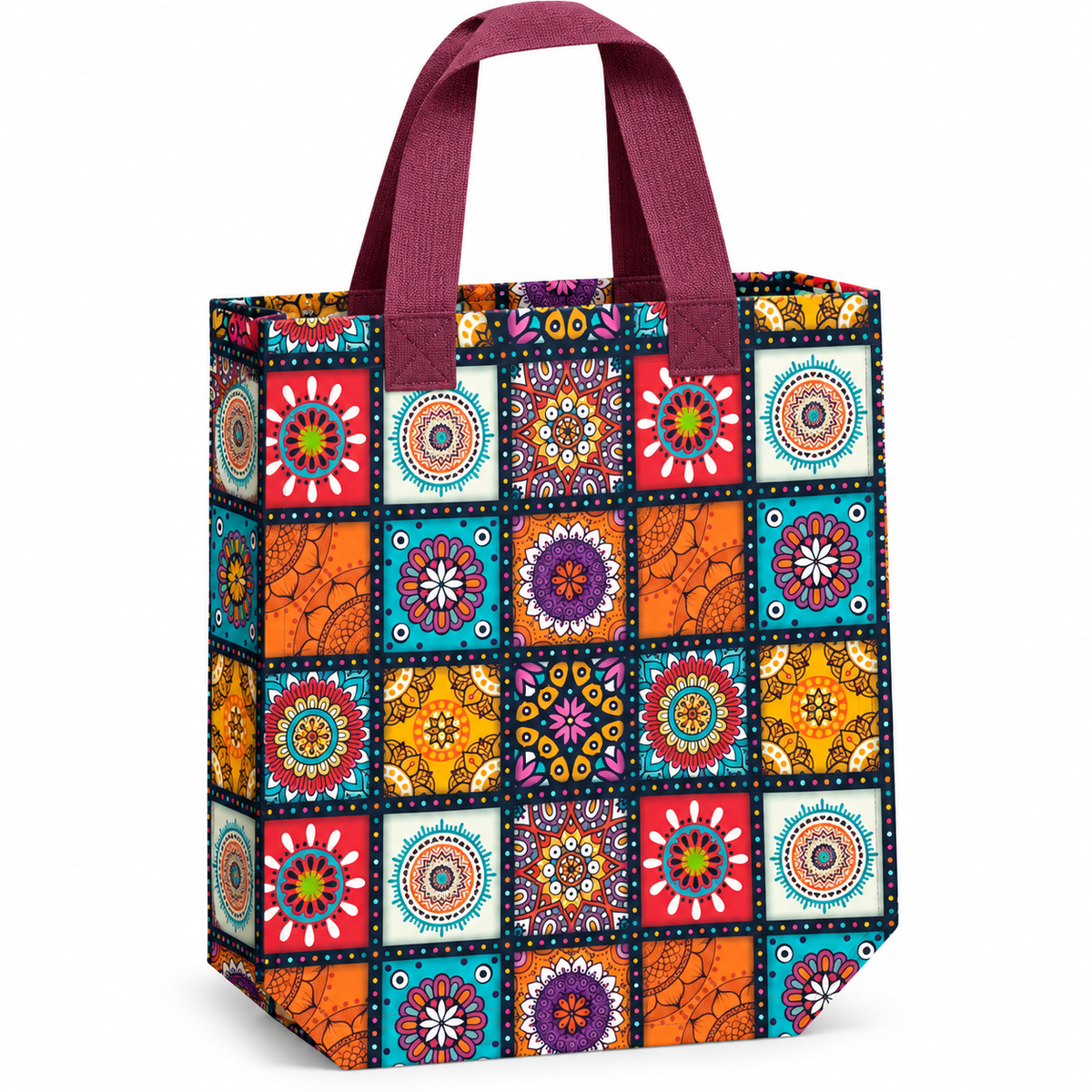 Pack of 10 Gift Bags | 5 Jaipuri Print & 5 Yellow Dino Design | Reusable Party Gift Bag