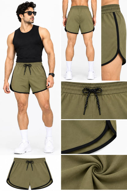 Men's Olive Sports Shorts | Quick Dry Gym, Running & Workout Shorts