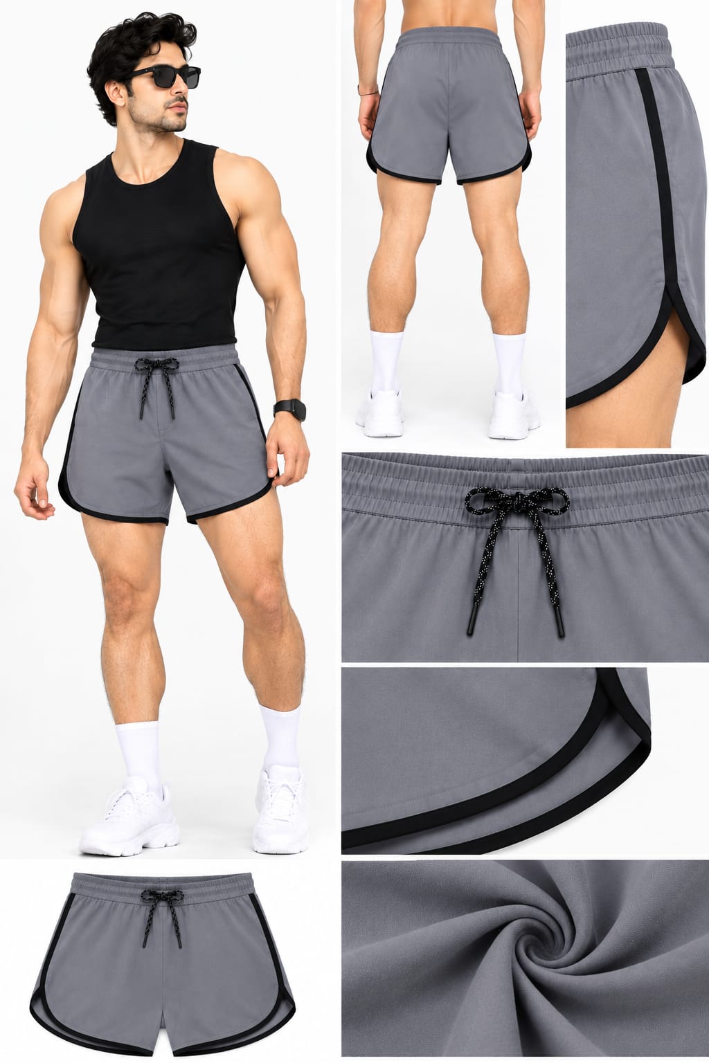 Men's Grey Sports Shorts | Quick Dry Gym, Running & Workout Shorts