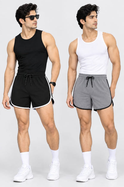 Men’s Athletic Running Shorts with Contrast Piping & Drawstring | Gym & Sports Shorts