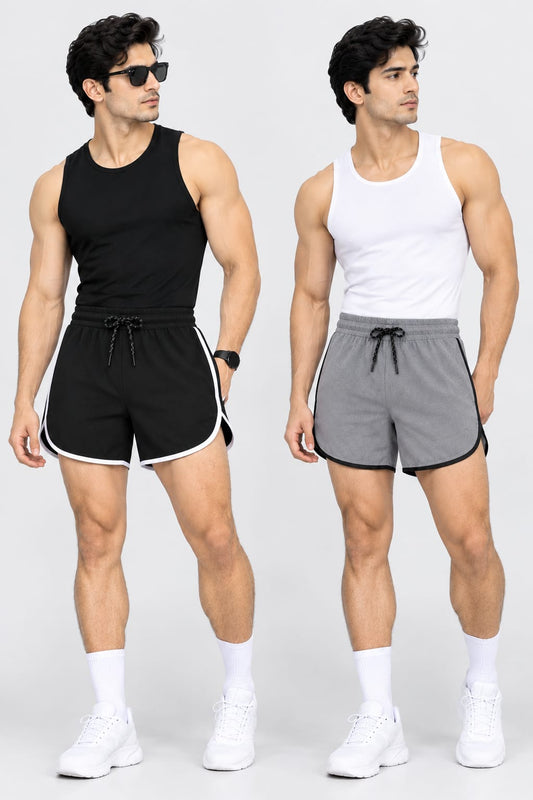 Men’s Athletic Running Shorts with Contrast Piping & Drawstring | Gym & Sports Shorts