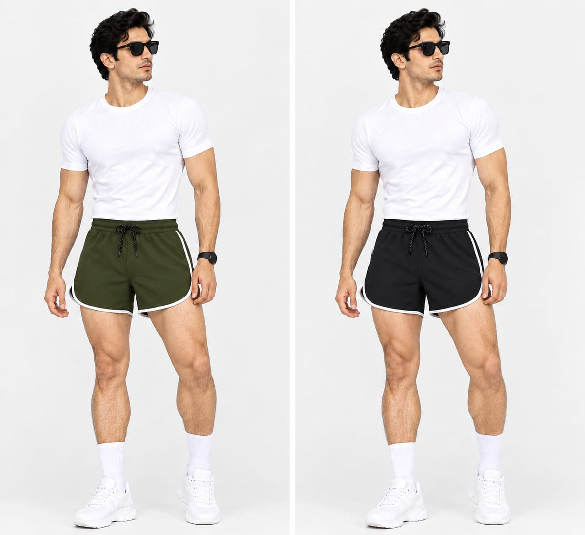 Olive & Black Combo Men’s Athletic Shorts | Quick-Dry Sports & Gym Shorts